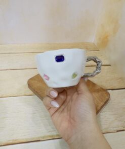 فنجون لاته خوری طرح نگین دار کد 2253