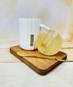 ماگ سفید مشکی در چوبی کد 2254