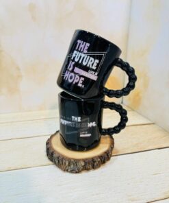 ماگ دسته مرواریدی مشکی فونت دار کد 2344