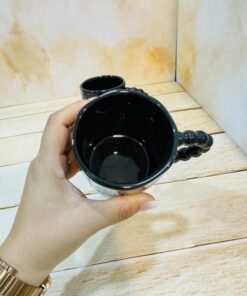 ماگ دسته مرواریدی مشکی فونت دار کد 2344