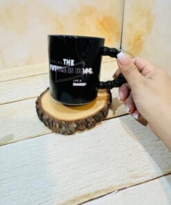 ماگ دسته مرواریدی مشکی فونت دار کد 2344