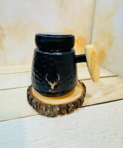 ماگ دسته چوبی طرح گوزن مشکی کد 2345