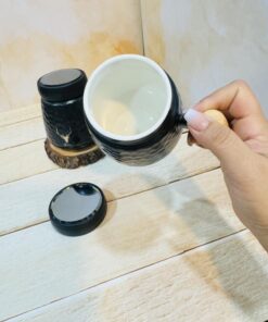 ماگ دسته چوبی طرح گوزن مشکی کد 2345