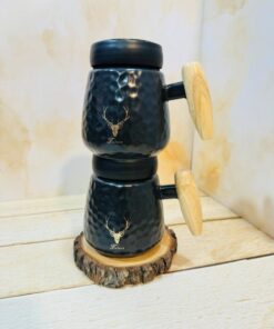 ماگ دسته چوبی طرح گوزن مشکی کد 2345