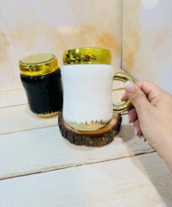 ست ماگ درپیچی دسته طلایی کد 2353