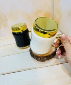 ست ماگ درپیچی دسته طلایی کد 2353