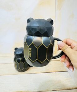 ماگ درپیچی طرح خرس مشکی کد 2362