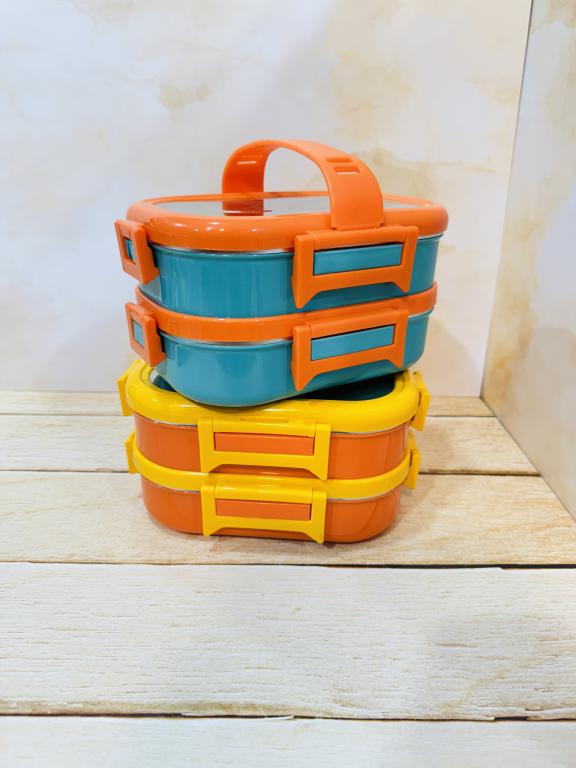 لانچ باکس(ظرف غذای استیل اورجینال) دوطبقه دسته دار کد 2367