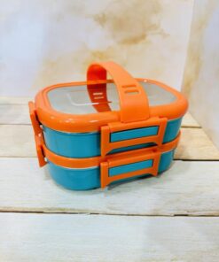 لانچ باکس(ظرف غذای استیل اورجینال) دوطبقه دسته دار کد 2367