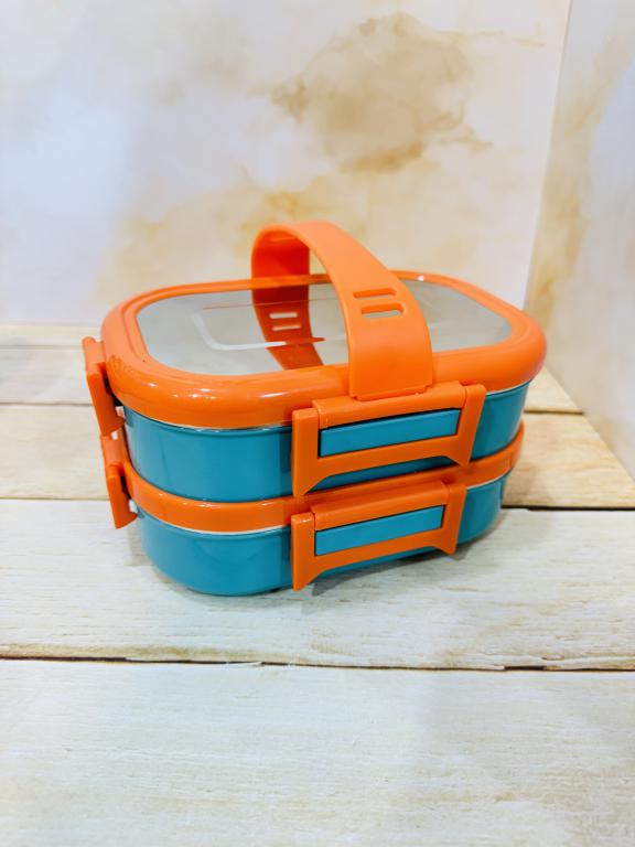 لانچ باکس(ظرف غذای استیل اورجینال) دوطبقه دسته دار کد 2367