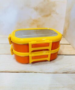 لانچ باکس(ظرف غذای استیل اورجینال) دوطبقه دسته دار کد 2367