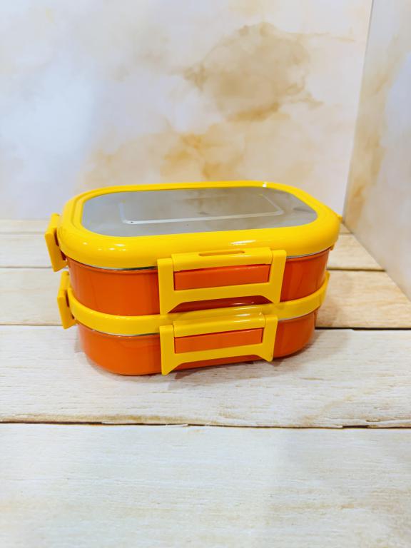 لانچ باکس(ظرف غذای استیل اورجینال) دوطبقه دسته دار کد 2367