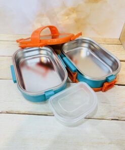 لانچ باکس(ظرف غذای استیل اورجینال) دوطبقه دسته دار کد 2367