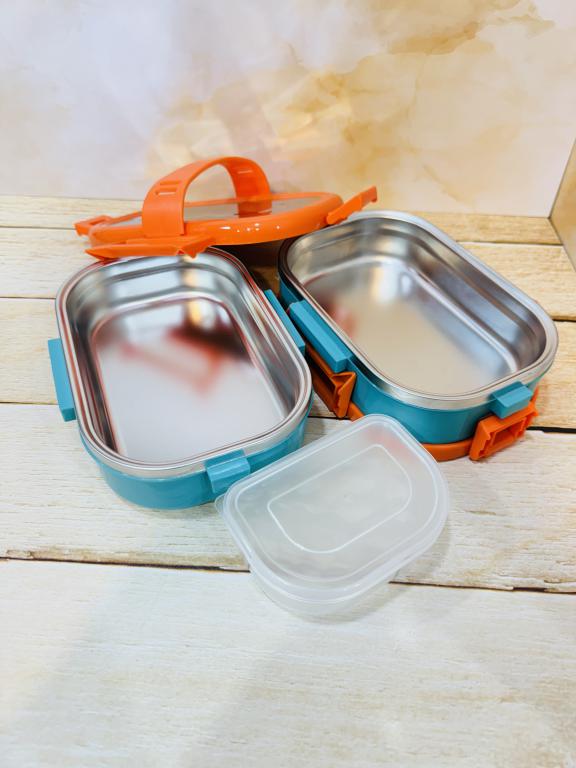 لانچ باکس(ظرف غذای استیل اورجینال) دوطبقه دسته دار کد 2367
