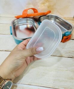 لانچ باکس(ظرف غذای استیل اورجینال) دوطبقه دسته دار کد 2367