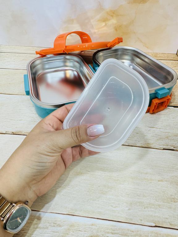 لانچ باکس(ظرف غذای استیل اورجینال) دوطبقه دسته دار کد 2367