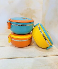 لانچ باکس ظرف غذای استیل گرد دسته دار کد 2368