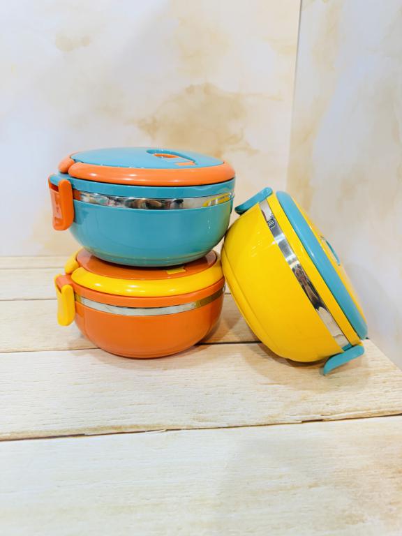 لانچ باکس ظرف غذای استیل گرد دسته دار کد 2368