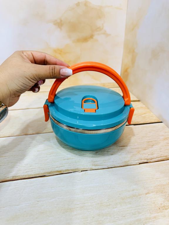 لانچ باکس ظرف غذای استیل گرد دسته دار کد 2368