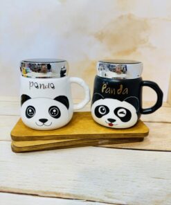 ماگ PANDA درپیچی اینه دار سفید سیاه کد 2373