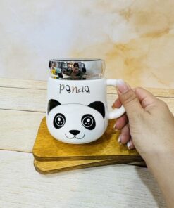 ماگ PANDA درپیچی اینه دار سفید سیاه کد 2373