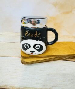 ماگ PANDA درپیچی اینه دار سفید سیاه کد 2373