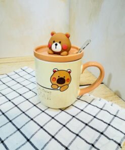 ماگ سرامیکی طرح خرس برجسته تدی قهوه ای کد 2402