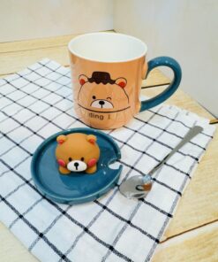 ماگ سرامیکی طرح خرس برجسته تدی قهوه ای کد 2402