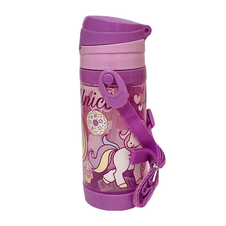 قمقمه پلاستیکی طرح یونیکورن با بند حمل