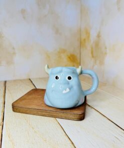 ماگ دست ساز سرامیکی طرح سالیوان دورنگ کد 2415