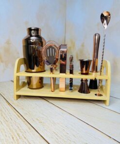 ست بار سرد رز گلد استند چوبی دار 11 قلمی برند یونیک لایف کد 2430