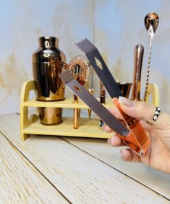 ست بار سرد رز گلد استند چوبی دار 11 قلمی برند یونیک لایف کد 2430