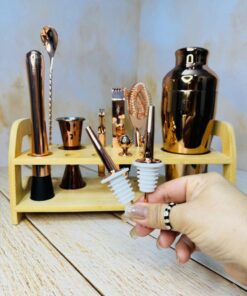 ست بار سرد رز گلد استند چوبی دار 11 قلمی برند یونیک لایف کد 2430