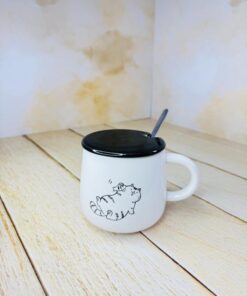 ماگ فانتزی سفید و مشکی طرح گربه کد 2505