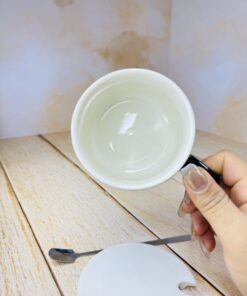 ماگ فانتزی سفید و مشکی طرح گربه کد 2505