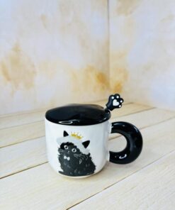 ماگ گربه پادشاه مشکی کد 2528