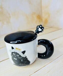 ماگ گربه پادشاه مشکی کد 2528