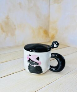 ماگ گربه پادشاه مشکی کد 2528