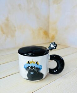 ماگ گربه پادشاه مشکی کد 2528