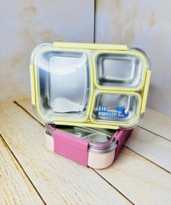 ظرف غذا (لانچ باکس) سه قسمتی واشر دار مخزن استیل کد 2603