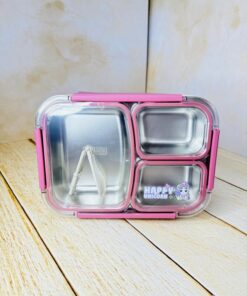 ظرف غذا (لانچ باکس) سه قسمتی واشر دار مخزن استیل کد 2603