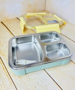 ظرف غذا (لانچ باکس) سه قسمتی واشر دار مخزن استیل کد 2603