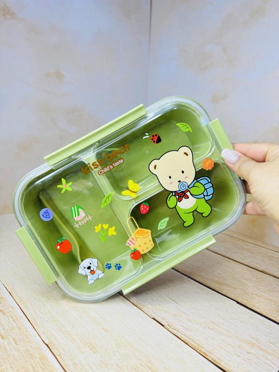 لانچ باکس و ظرف غذای سه خونه کودک کد 2618
