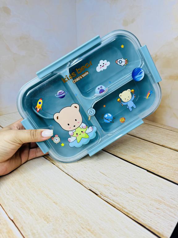 لانچ باکس و ظرف غذای سه خونه کودک کد 2618