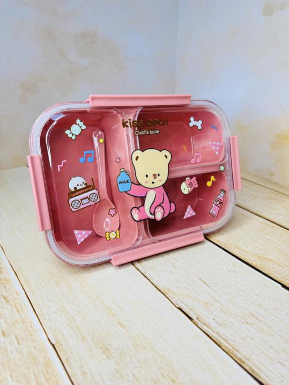 لانچ باکس و ظرف غذای سه خونه کودک کد 2618