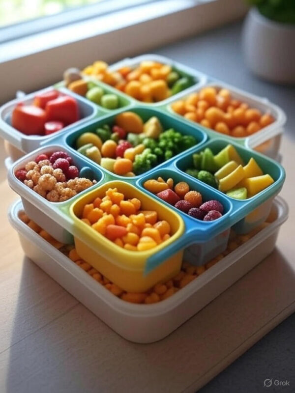 بسته‌بندی میان وعده کودک در ظرف فانتزی با تزیین خلاقانه