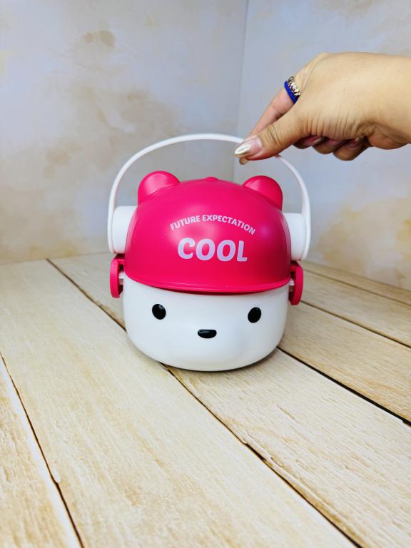 ظرف غذا و لانچ باکس مخزن استیل دوطبقه طرح تدی کد 2634