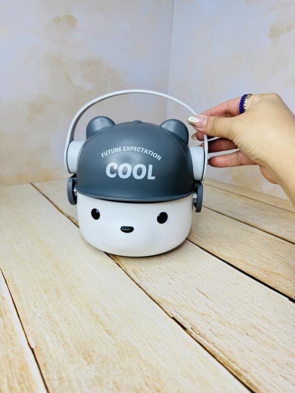 ظرف غذا و لانچ باکس مخزن استیل دوطبقه طرح تدی کد 2634