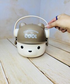 ظرف غذا و لانچ باکس مخزن استیل دوطبقه طرح تدی کد 2634