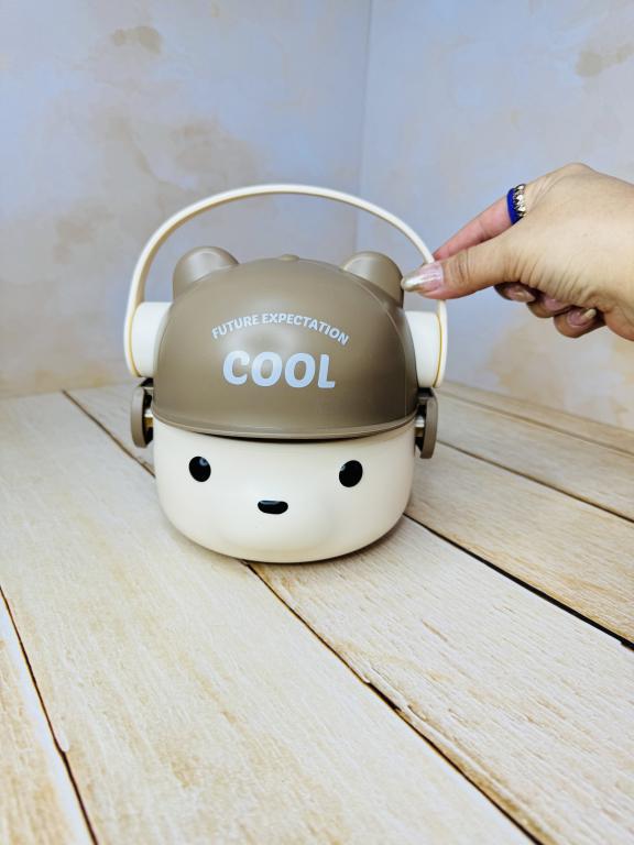 ظرف غذا و لانچ باکس مخزن استیل دوطبقه طرح تدی کد 2634